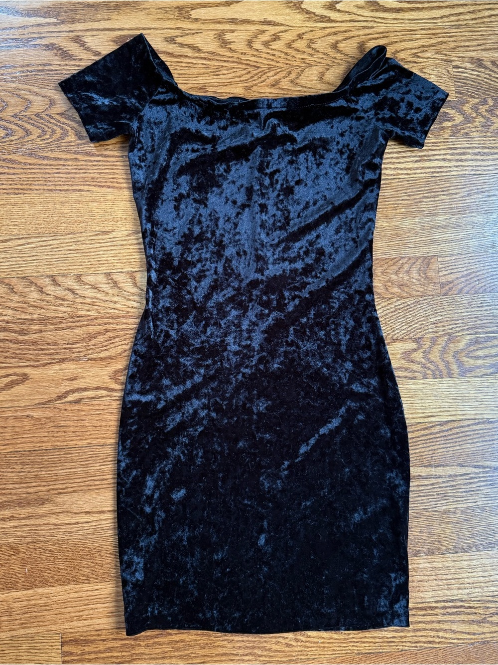 AQUA Black Crushed Velvet Mini Bodycon Dress M - Whimsygoth Vampirecore 90s